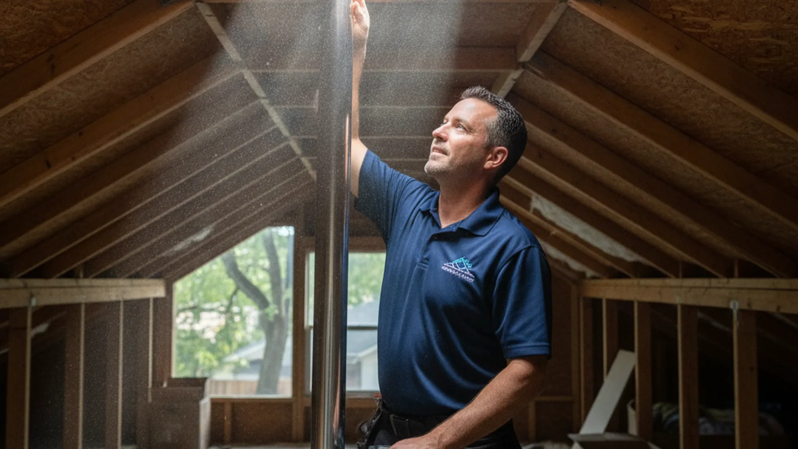 Craftsman bungalow roofline in a Central Austin neighborhood with a solar tube dome